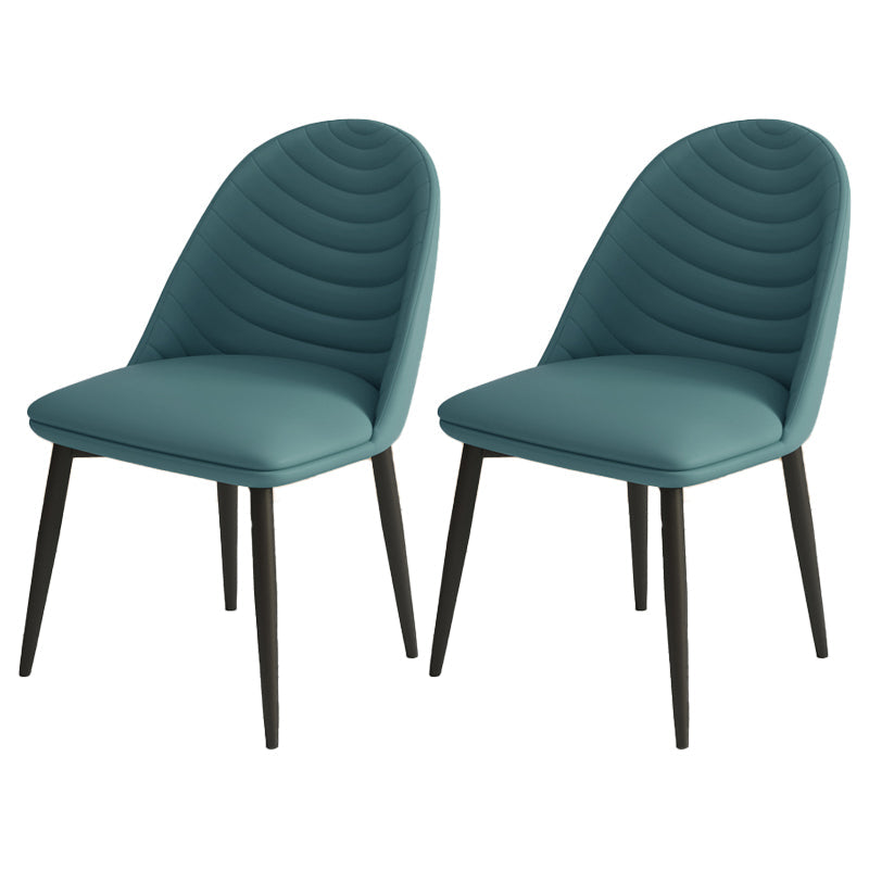 Contemporary Metal Dining Chairs Upholstered Armless Dining Leather Chairs for Home Use Blue 2 Piece Set Clearhalo ' kitchen&dining_furn' 'Dining Chairs' 'Dining Tables & Seating' 'dining_chair' 'furn' 'furn_dining_chair' 'Furniture' 'furniture_dining_chair' 'Kitchen & Dining Furniture' 'kitchen' 3967070
