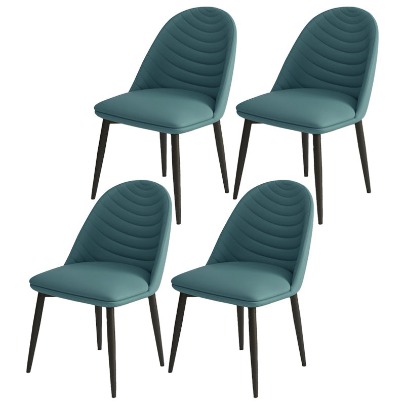 Contemporary Metal Dining Chairs Upholstered Armless Dining Leather Chairs for Home Use Blue 4 Piece Set Clearhalo ' kitchen&dining_furn' 'Dining Chairs' 'Dining Tables & Seating' 'dining_chair' 'furn' 'furn_dining_chair' 'Furniture' 'furniture_dining_chair' 'Kitchen & Dining Furniture' 'kitchen' 3967072