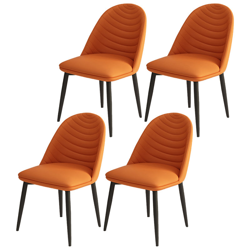 Contemporary Metal Dining Chairs Upholstered Armless Dining Leather Chairs for Home Use Orange 4 Piece Set Clearhalo ' kitchen&dining_furn' 'Dining Chairs' 'Dining Tables & Seating' 'dining_chair' 'furn' 'furn_dining_chair' 'Furniture' 'furniture_dining_chair' 'Kitchen & Dining Furniture' 'kitchen' 3967079