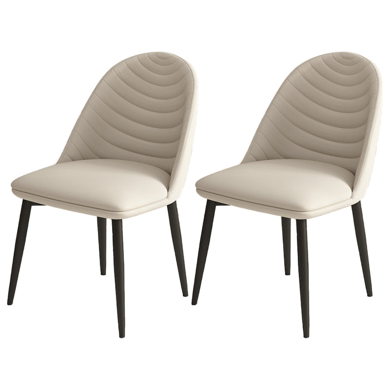 Contemporary Metal Dining Chairs Upholstered Armless Dining Leather Chairs for Home Use Off-White 2 Piece Set Clearhalo ' kitchen&dining_furn' 'Dining Chairs' 'Dining Tables & Seating' 'dining_chair' 'furn' 'furn_dining_chair' 'Furniture' 'furniture_dining_chair' 'Kitchen & Dining Furniture' 'kitchen' 3967082