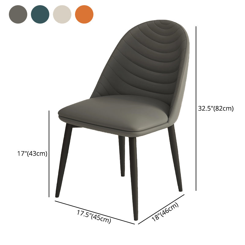 Contemporary Metal Dining Chairs Upholstered Armless Dining Leather Chairs for Home Use Clearhalo ' kitchen&dining_furn' 'Dining Chairs' 'Dining Tables & Seating' 'dining_chair' 'furn' 'furn_dining_chair' 'Furniture' 'furniture_dining_chair' 'Kitchen & Dining Furniture' 'kitchen' 3967085