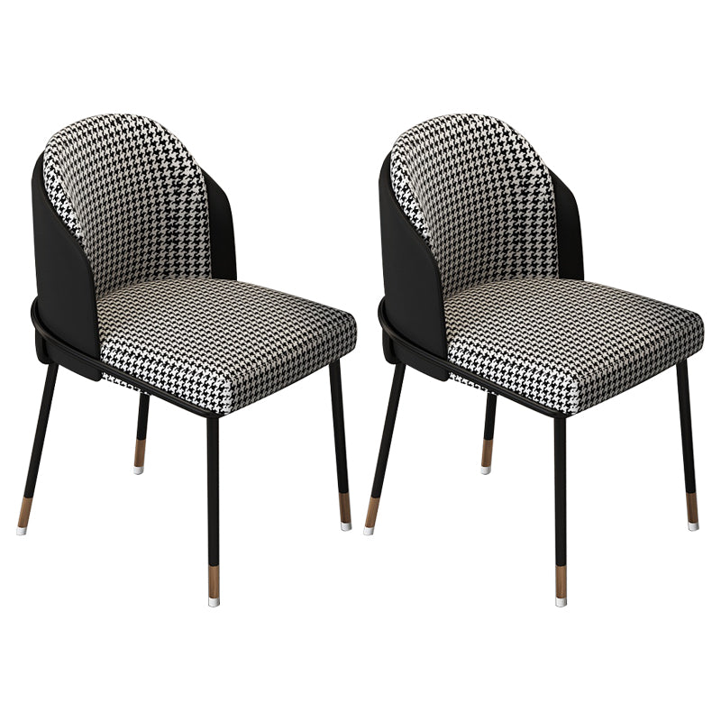Glam Metal Dining Armless Chairs Upholstered Dining Room Chairs for Restaurant Black 2 Piece Set Clearhalo ' kitchen&dining_furn' 'Dining Chairs' 'Dining Tables & Seating' 'dining_chair' 'furn' 'furn_dining_chair' 'Furniture' 'furniture_dining_chair' 'Kitchen & Dining Furniture' 'kitchen' 3967088