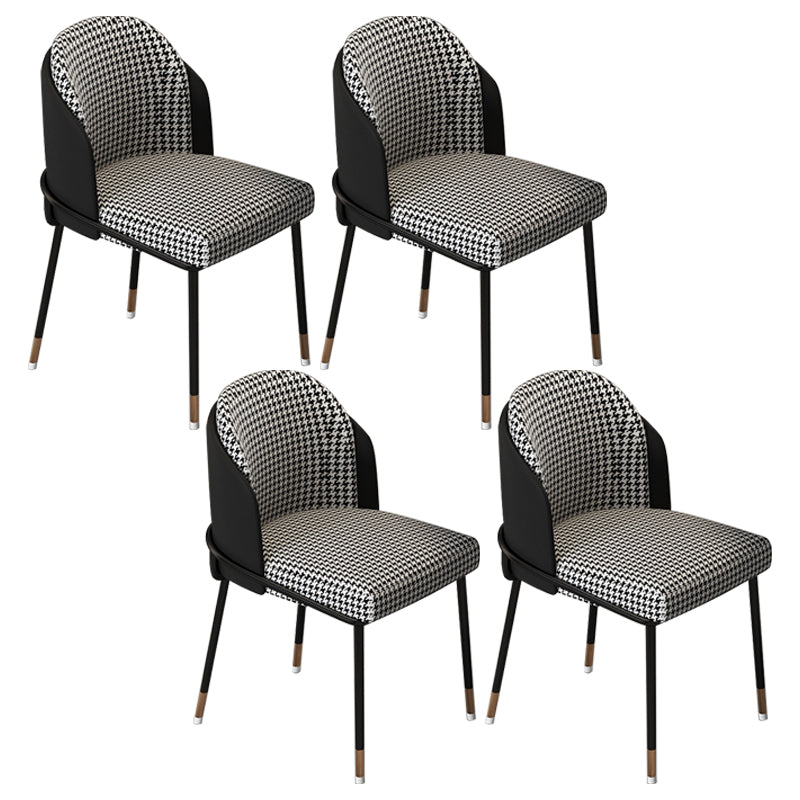 Glam Metal Dining Armless Chairs Upholstered Dining Room Chairs for Restaurant Black 4 Piece Set Clearhalo ' kitchen&dining_furn' 'Dining Chairs' 'Dining Tables & Seating' 'dining_chair' 'furn' 'furn_dining_chair' 'Furniture' 'furniture_dining_chair' 'Kitchen & Dining Furniture' 'kitchen' 3967090
