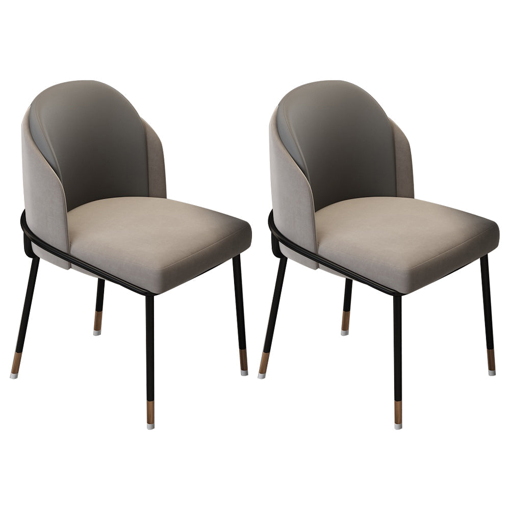 Glam Metal Dining Armless Chairs Upholstered Dining Room Chairs for Restaurant Grey 2 Piece Set Clearhalo ' kitchen&dining_furn' 'Dining Chairs' 'Dining Tables & Seating' 'dining_chair' 'furn' 'furn_dining_chair' 'Furniture' 'furniture_dining_chair' 'Kitchen & Dining Furniture' 'kitchen' 3967095