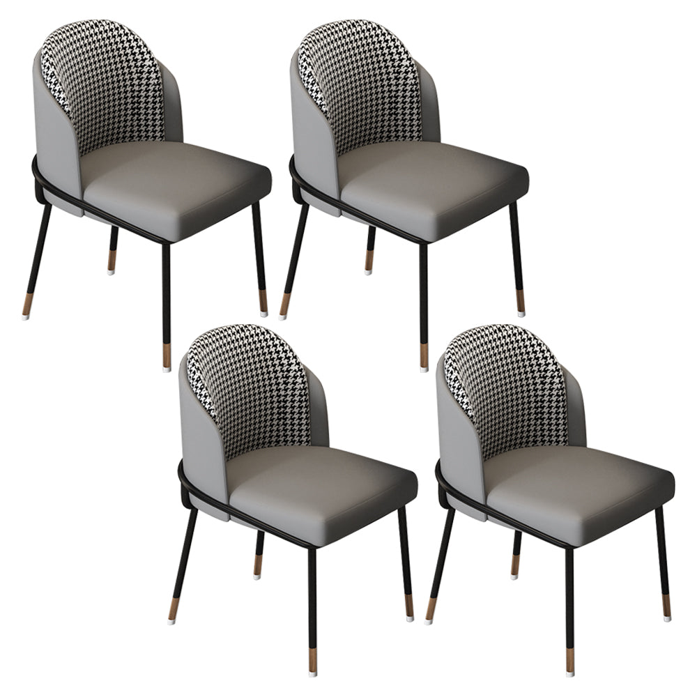 Glam Metal Dining Armless Chairs Upholstered Dining Room Chairs for Restaurant Light Gray 4 Piece Set Clearhalo ' kitchen&dining_furn' 'Dining Chairs' 'Dining Tables & Seating' 'dining_chair' 'furn' 'furn_dining_chair' 'Furniture' 'furniture_dining_chair' 'Kitchen & Dining Furniture' 'kitchen' 3967102