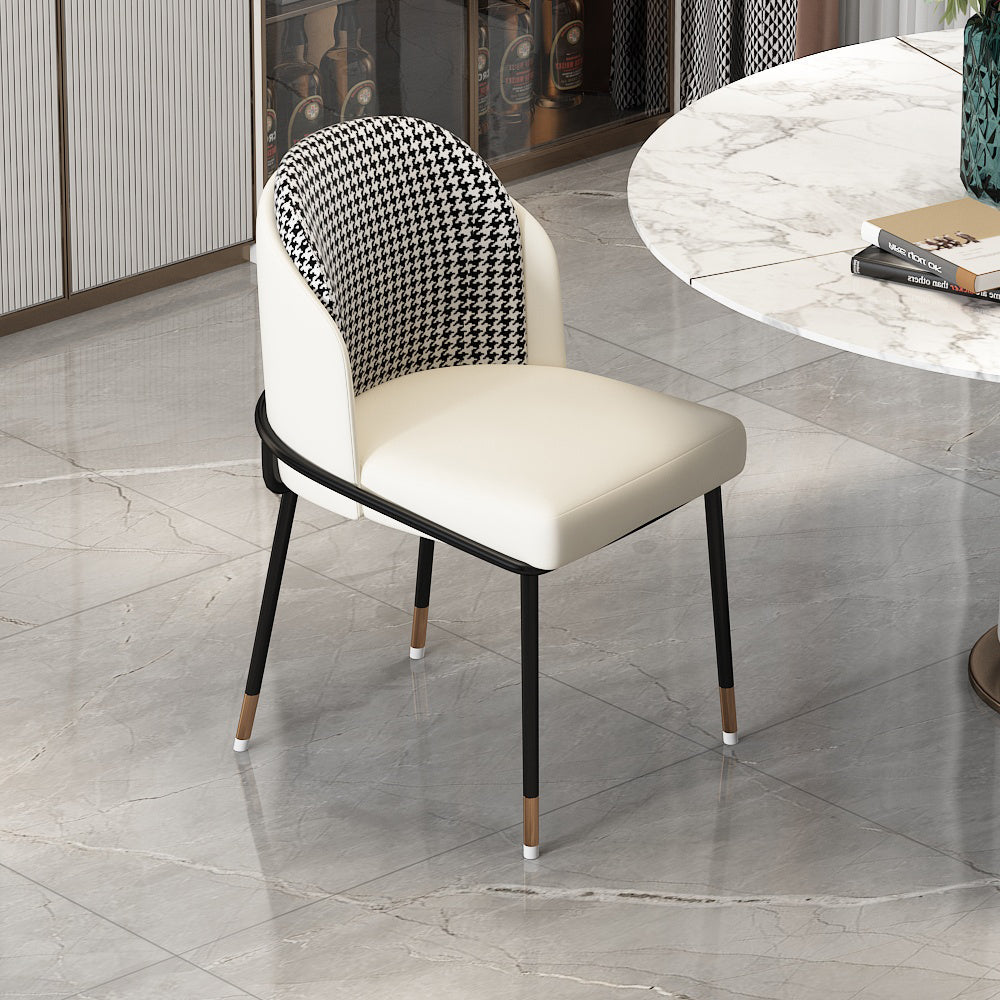 Glam Metal Dining Armless Chairs Upholstered Dining Room Chairs for Restaurant White 1 Piece Clearhalo ' kitchen&dining_furn' 'Dining Chairs' 'Dining Tables & Seating' 'dining_chair' 'furn' 'furn_dining_chair' 'Furniture' 'furniture_dining_chair' 'Kitchen & Dining Furniture' 'kitchen' 3967104