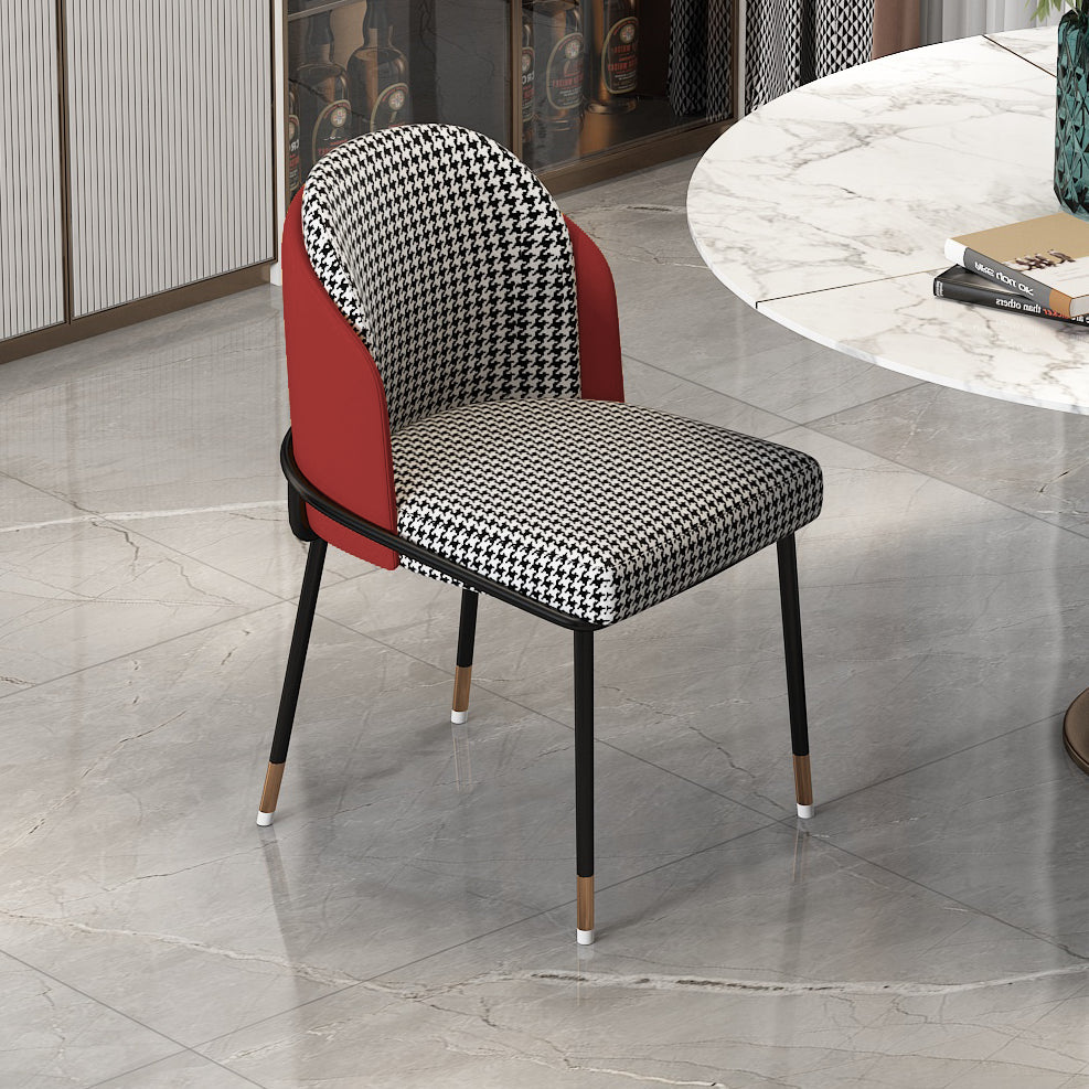 Glam Metal Dining Armless Chairs Upholstered Dining Room Chairs for Restaurant Red 1 Piece Clearhalo ' kitchen&dining_furn' 'Dining Chairs' 'Dining Tables & Seating' 'dining_chair' 'furn' 'furn_dining_chair' 'Furniture' 'furniture_dining_chair' 'Kitchen & Dining Furniture' 'kitchen' 3967107
