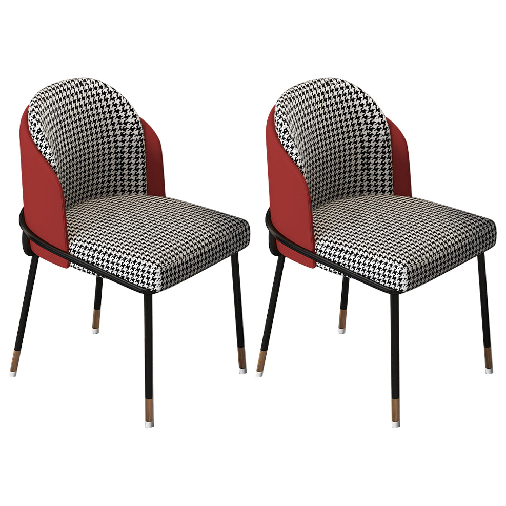 Glam Metal Dining Armless Chairs Upholstered Dining Room Chairs for Restaurant Red 2 Piece Set Clearhalo ' kitchen&dining_furn' 'Dining Chairs' 'Dining Tables & Seating' 'dining_chair' 'furn' 'furn_dining_chair' 'Furniture' 'furniture_dining_chair' 'Kitchen & Dining Furniture' 'kitchen' 3967108