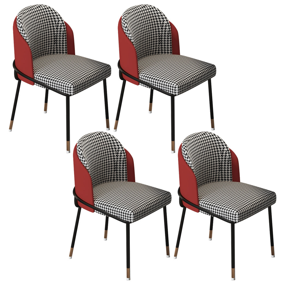 Glam Metal Dining Armless Chairs Upholstered Dining Room Chairs for Restaurant Red 4 Piece Set Clearhalo ' kitchen&dining_furn' 'Dining Chairs' 'Dining Tables & Seating' 'dining_chair' 'furn' 'furn_dining_chair' 'Furniture' 'furniture_dining_chair' 'Kitchen & Dining Furniture' 'kitchen' 3967109