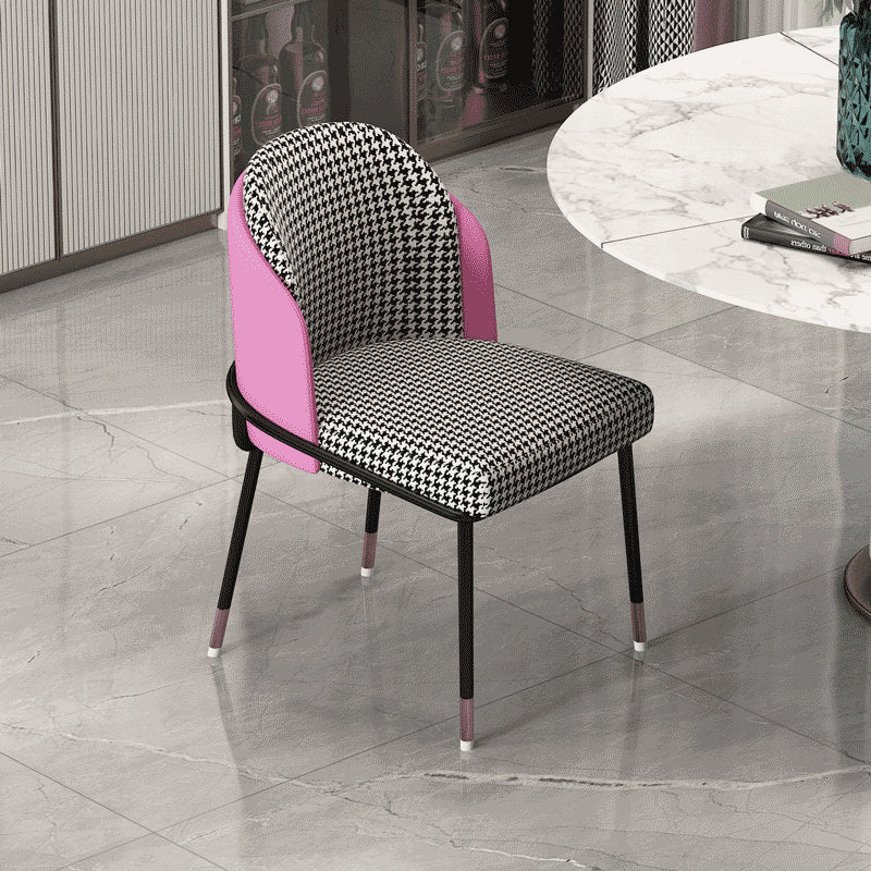 Glam Metal Dining Armless Chairs Upholstered Dining Room Chairs for Restaurant Pink 1 Piece Clearhalo ' kitchen&dining_furn' 'Dining Chairs' 'Dining Tables & Seating' 'dining_chair' 'furn' 'furn_dining_chair' 'Furniture' 'furniture_dining_chair' 'Kitchen & Dining Furniture' 'kitchen' 3967110