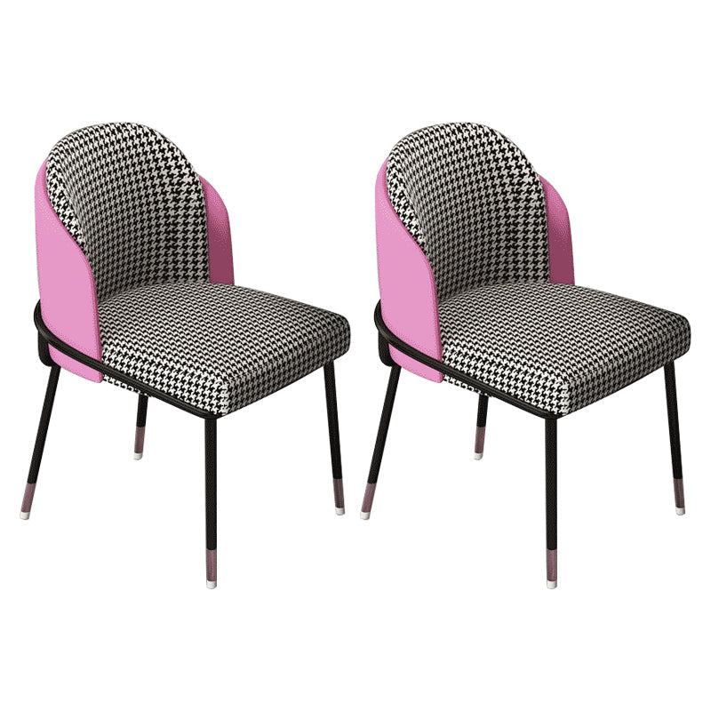 Glam Metal Dining Armless Chairs Upholstered Dining Room Chairs for Restaurant Pink 2 Piece Set Clearhalo ' kitchen&dining_furn' 'Dining Chairs' 'Dining Tables & Seating' 'dining_chair' 'furn' 'furn_dining_chair' 'Furniture' 'furniture_dining_chair' 'Kitchen & Dining Furniture' 'kitchen' 3967111