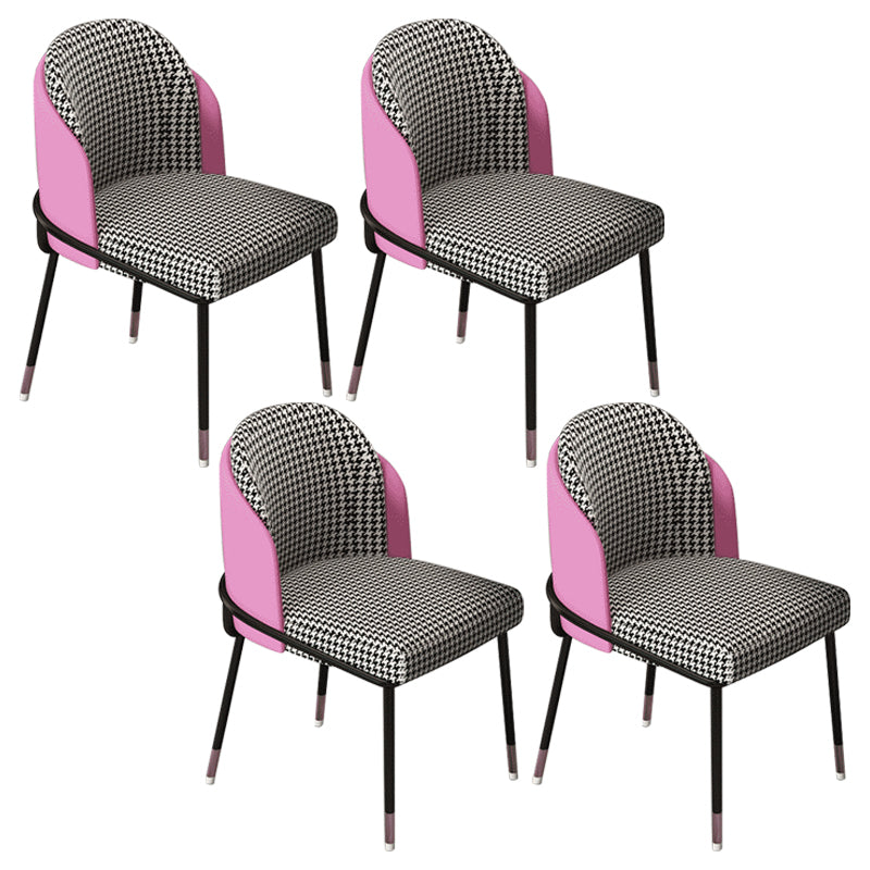 Glam Metal Dining Armless Chairs Upholstered Dining Room Chairs for Restaurant Pink 4 Piece Set Clearhalo ' kitchen&dining_furn' 'Dining Chairs' 'Dining Tables & Seating' 'dining_chair' 'furn' 'furn_dining_chair' 'Furniture' 'furniture_dining_chair' 'Kitchen & Dining Furniture' 'kitchen' 3967112