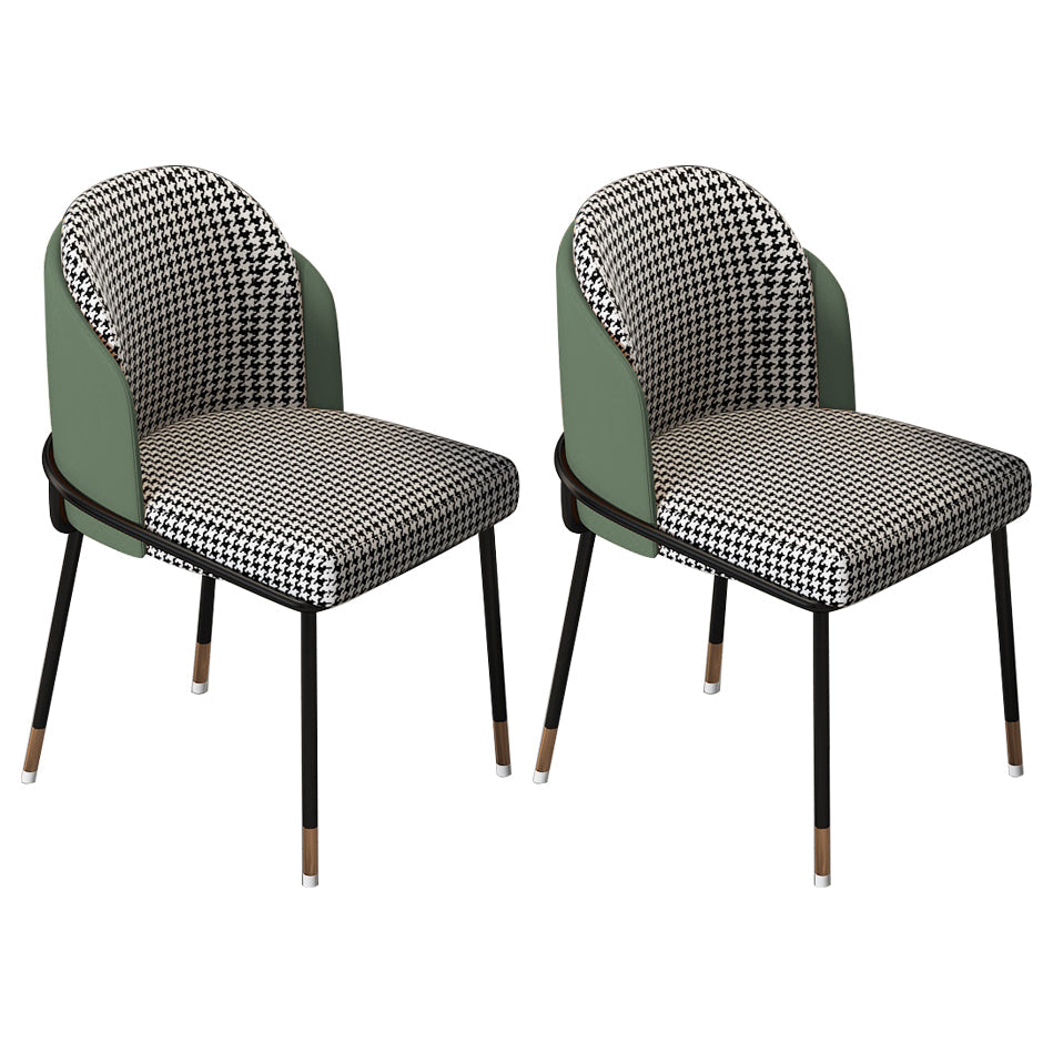 Glam Metal Dining Armless Chairs Upholstered Dining Room Chairs for Restaurant Green 2 Piece Set Clearhalo ' kitchen&dining_furn' 'Dining Chairs' 'Dining Tables & Seating' 'dining_chair' 'furn' 'furn_dining_chair' 'Furniture' 'furniture_dining_chair' 'Kitchen & Dining Furniture' 'kitchen' 3967117