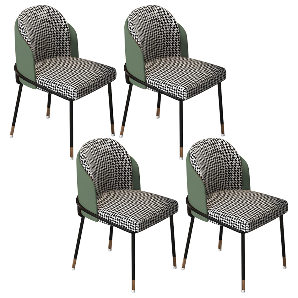 Glam Metal Dining Armless Chairs Upholstered Dining Room Chairs for Restaurant Green 4 Piece Set Clearhalo ' kitchen&dining_furn' 'Dining Chairs' 'Dining Tables & Seating' 'dining_chair' 'furn' 'furn_dining_chair' 'Furniture' 'furniture_dining_chair' 'Kitchen & Dining Furniture' 'kitchen' 3967118
