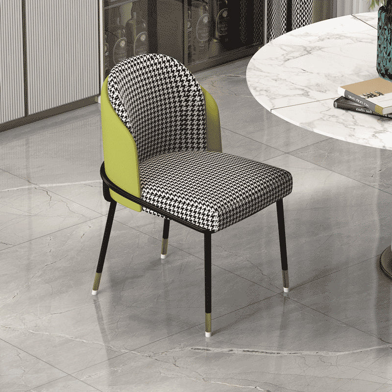 Glam Metal Dining Armless Chairs Upholstered Dining Room Chairs for Restaurant Light Green 1 Piece Clearhalo ' kitchen&dining_furn' 'Dining Chairs' 'Dining Tables & Seating' 'dining_chair' 'furn' 'furn_dining_chair' 'Furniture' 'furniture_dining_chair' 'Kitchen & Dining Furniture' 'kitchen' 3967119