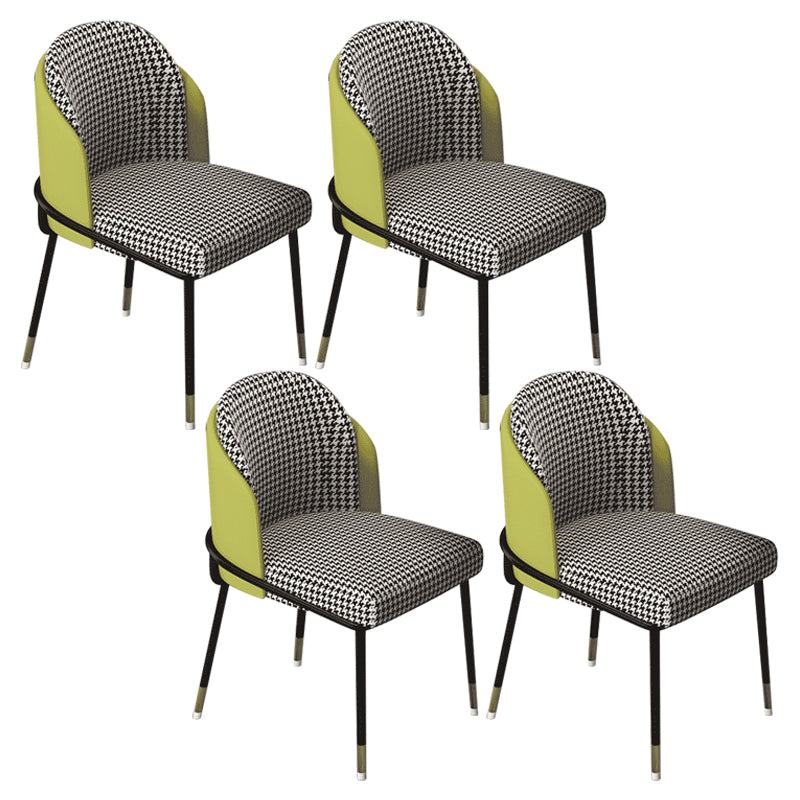 Glam Metal Dining Armless Chairs Upholstered Dining Room Chairs for Restaurant Light Green 4 Piece Set Clearhalo ' kitchen&dining_furn' 'Dining Chairs' 'Dining Tables & Seating' 'dining_chair' 'furn' 'furn_dining_chair' 'Furniture' 'furniture_dining_chair' 'Kitchen & Dining Furniture' 'kitchen' 3967121