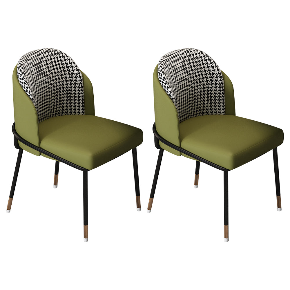 Glam Metal Dining Armless Chairs Upholstered Dining Room Chairs for Restaurant Olive Green 2 Piece Set Clearhalo ' kitchen&dining_furn' 'Dining Chairs' 'Dining Tables & Seating' 'dining_chair' 'furn' 'furn_dining_chair' 'Furniture' 'furniture_dining_chair' 'Kitchen & Dining Furniture' 'kitchen' 3967123