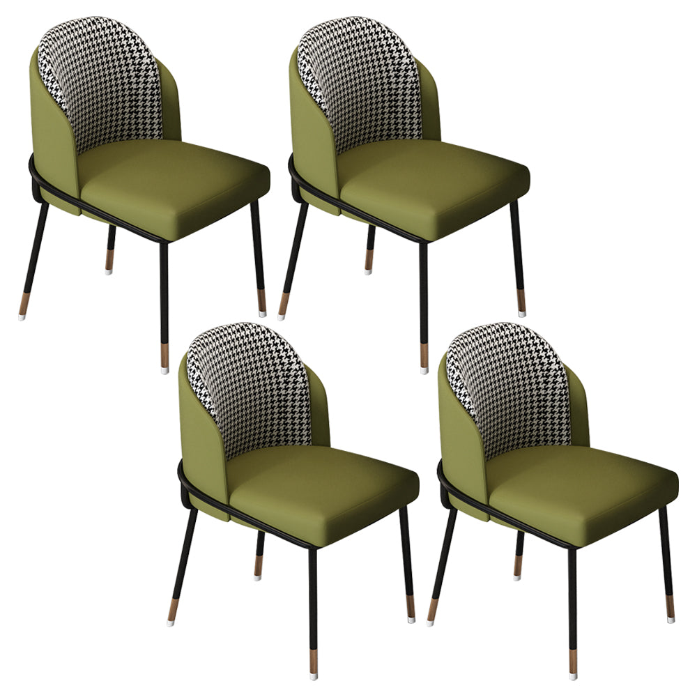 Glam Metal Dining Armless Chairs Upholstered Dining Room Chairs for Restaurant Olive Green 4 Piece Set Clearhalo ' kitchen&dining_furn' 'Dining Chairs' 'Dining Tables & Seating' 'dining_chair' 'furn' 'furn_dining_chair' 'Furniture' 'furniture_dining_chair' 'Kitchen & Dining Furniture' 'kitchen' 3967124