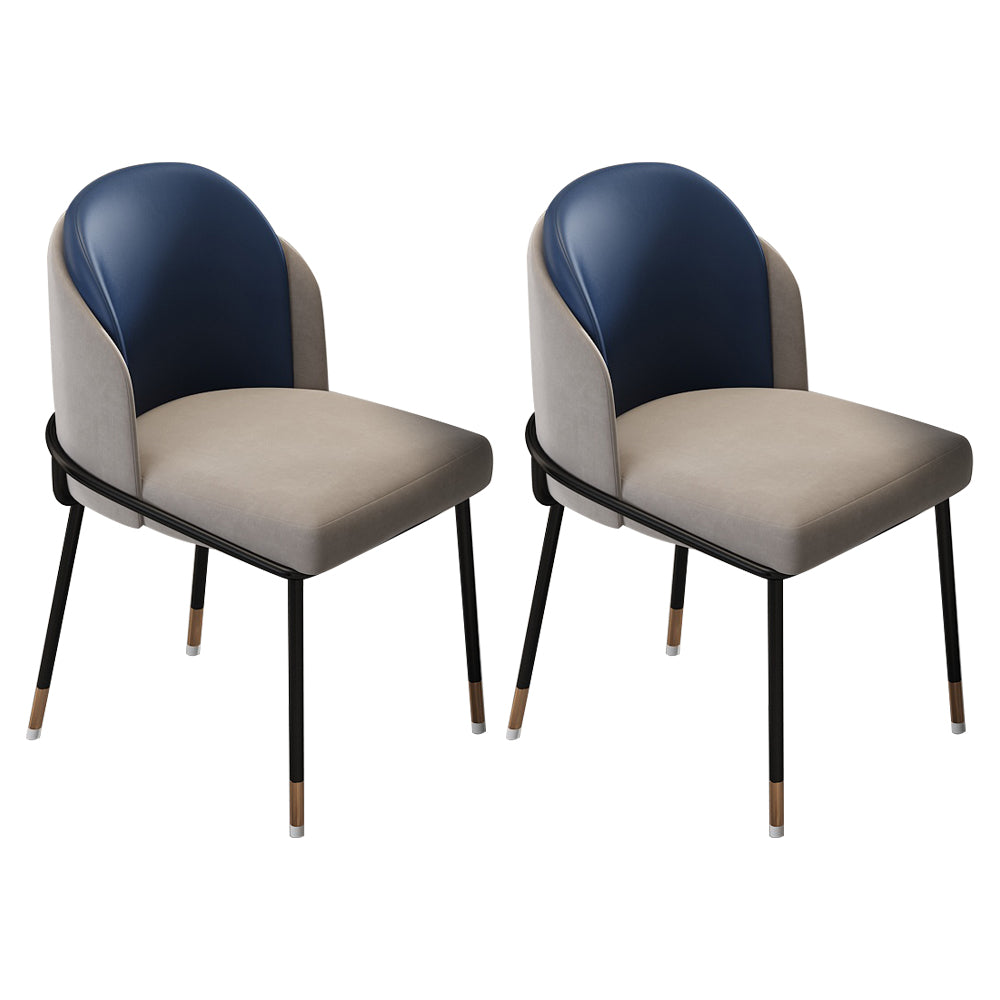 Glam Metal Dining Armless Chairs Upholstered Dining Room Chairs for Restaurant Gray-Blue 2 Piece Set Clearhalo ' kitchen&dining_furn' 'Dining Chairs' 'Dining Tables & Seating' 'dining_chair' 'furn' 'furn_dining_chair' 'Furniture' 'furniture_dining_chair' 'Kitchen & Dining Furniture' 'kitchen' 3967126