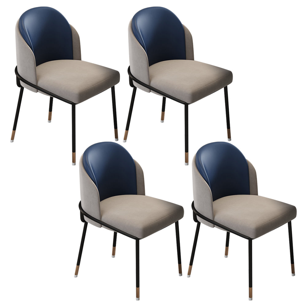 Glam Metal Dining Armless Chairs Upholstered Dining Room Chairs for Restaurant Gray-Blue 4 Piece Set Clearhalo ' kitchen&dining_furn' 'Dining Chairs' 'Dining Tables & Seating' 'dining_chair' 'furn' 'furn_dining_chair' 'Furniture' 'furniture_dining_chair' 'Kitchen & Dining Furniture' 'kitchen' 3967127