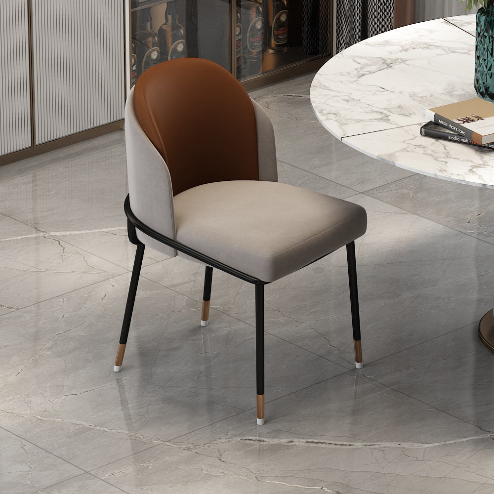 Glam Metal Dining Armless Chairs Upholstered Dining Room Chairs for Restaurant Gray Coffee 1 Piece Clearhalo ' kitchen&dining_furn' 'Dining Chairs' 'Dining Tables & Seating' 'dining_chair' 'furn' 'furn_dining_chair' 'Furniture' 'furniture_dining_chair' 'Kitchen & Dining Furniture' 'kitchen' 3967128