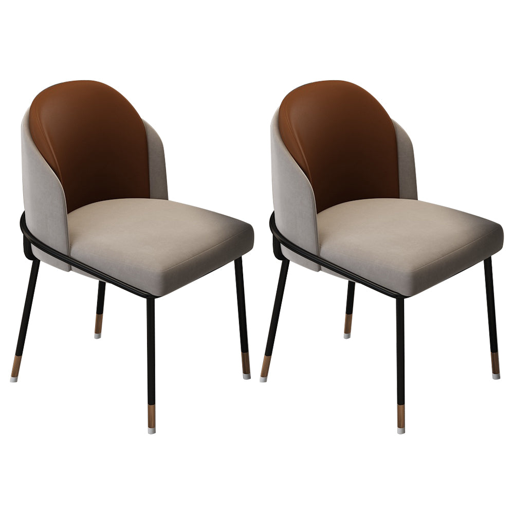 Glam Metal Dining Armless Chairs Upholstered Dining Room Chairs for Restaurant Gray Coffee 2 Piece Set Clearhalo ' kitchen&dining_furn' 'Dining Chairs' 'Dining Tables & Seating' 'dining_chair' 'furn' 'furn_dining_chair' 'Furniture' 'furniture_dining_chair' 'Kitchen & Dining Furniture' 'kitchen' 3967129