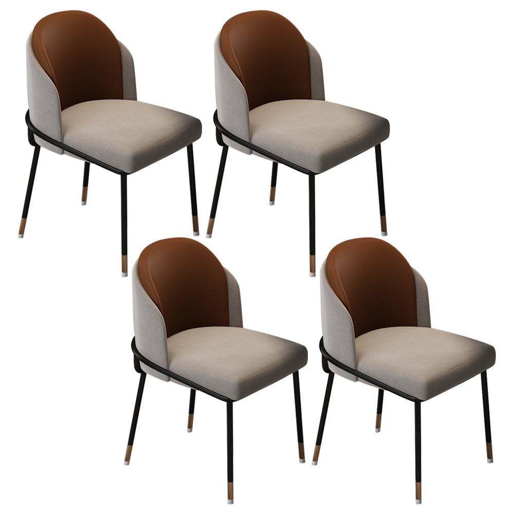 Glam Metal Dining Armless Chairs Upholstered Dining Room Chairs for Restaurant Gray Coffee 4 Piece Set Clearhalo ' kitchen&dining_furn' 'Dining Chairs' 'Dining Tables & Seating' 'dining_chair' 'furn' 'furn_dining_chair' 'Furniture' 'furniture_dining_chair' 'Kitchen & Dining Furniture' 'kitchen' 3967130