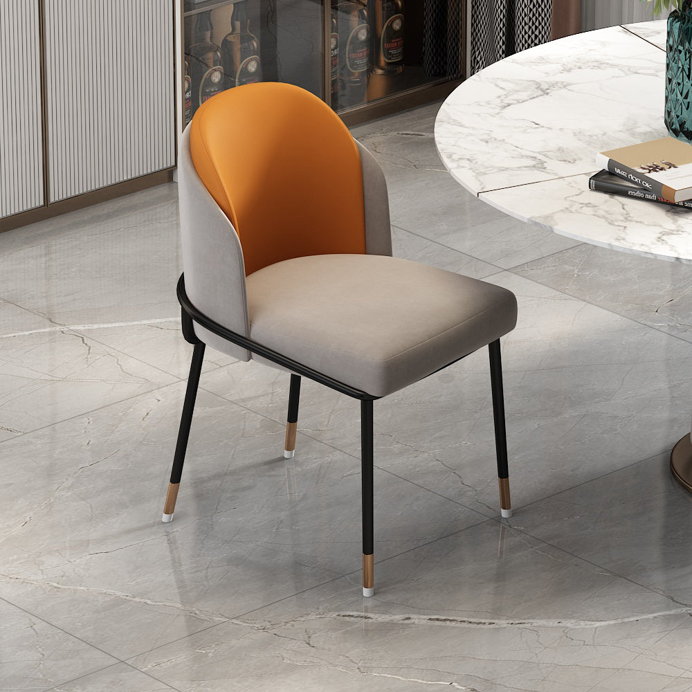 Glam Metal Dining Armless Chairs Upholstered Dining Room Chairs for Restaurant Gray-Orange 1 Piece Clearhalo ' kitchen&dining_furn' 'Dining Chairs' 'Dining Tables & Seating' 'dining_chair' 'furn' 'furn_dining_chair' 'Furniture' 'furniture_dining_chair' 'Kitchen & Dining Furniture' 'kitchen' 3967131