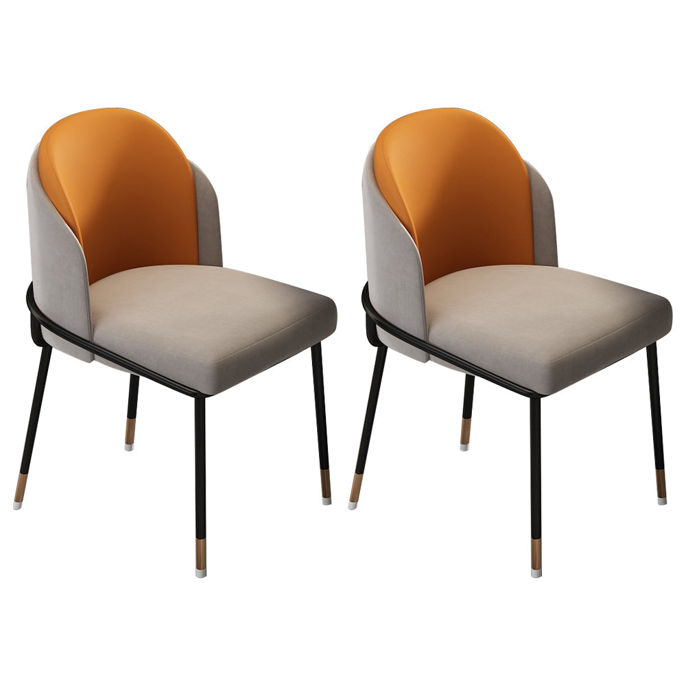 Glam Metal Dining Armless Chairs Upholstered Dining Room Chairs for Restaurant Gray-Orange 2 Piece Set Clearhalo ' kitchen&dining_furn' 'Dining Chairs' 'Dining Tables & Seating' 'dining_chair' 'furn' 'furn_dining_chair' 'Furniture' 'furniture_dining_chair' 'Kitchen & Dining Furniture' 'kitchen' 3967132
