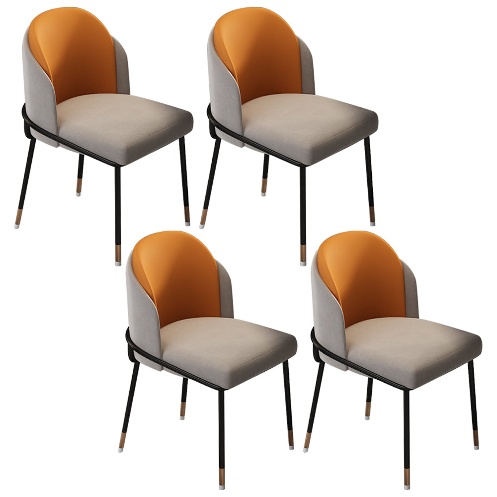 Glam Metal Dining Armless Chairs Upholstered Dining Room Chairs for Restaurant Gray-Orange 4 Piece Set Clearhalo ' kitchen&dining_furn' 'Dining Chairs' 'Dining Tables & Seating' 'dining_chair' 'furn' 'furn_dining_chair' 'Furniture' 'furniture_dining_chair' 'Kitchen & Dining Furniture' 'kitchen' 3967133