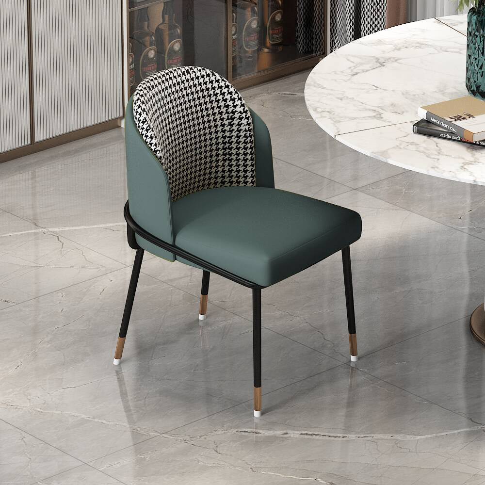 Glam Metal Dining Armless Chairs Upholstered Dining Room Chairs for Restaurant Blackish Green 1 Piece Clearhalo ' kitchen&dining_furn' 'Dining Chairs' 'Dining Tables & Seating' 'dining_chair' 'furn' 'furn_dining_chair' 'Furniture' 'furniture_dining_chair' 'Kitchen & Dining Furniture' 'kitchen' 3967134