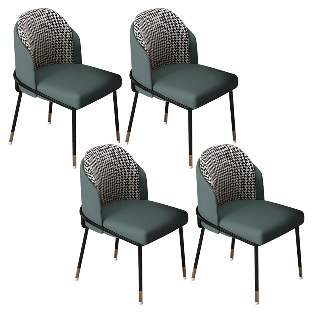 Glam Metal Dining Armless Chairs Upholstered Dining Room Chairs for Restaurant Blackish Green 4 Piece Set Clearhalo ' kitchen&dining_furn' 'Dining Chairs' 'Dining Tables & Seating' 'dining_chair' 'furn' 'furn_dining_chair' 'Furniture' 'furniture_dining_chair' 'Kitchen & Dining Furniture' 'kitchen' 3967136