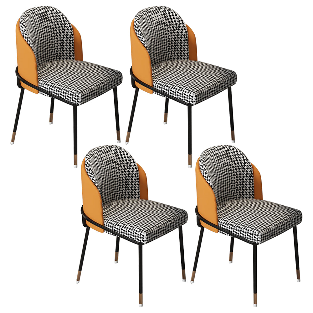 Glam Metal Dining Armless Chairs Upholstered Dining Room Chairs for Restaurant Orange 4 Piece Set Clearhalo ' kitchen&dining_furn' 'Dining Chairs' 'Dining Tables & Seating' 'dining_chair' 'furn' 'furn_dining_chair' 'Furniture' 'furniture_dining_chair' 'Kitchen & Dining Furniture' 'kitchen' 3967139
