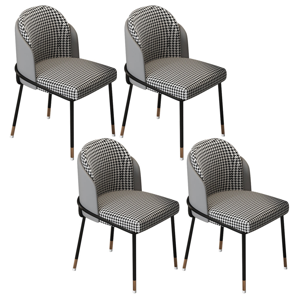 Glam Metal Dining Armless Chairs Upholstered Dining Room Chairs for Restaurant Black White Gray 4 Piece Set Clearhalo ' kitchen&dining_furn' 'Dining Chairs' 'Dining Tables & Seating' 'dining_chair' 'furn' 'furn_dining_chair' 'Furniture' 'furniture_dining_chair' 'Kitchen & Dining Furniture' 'kitchen' 3967142
