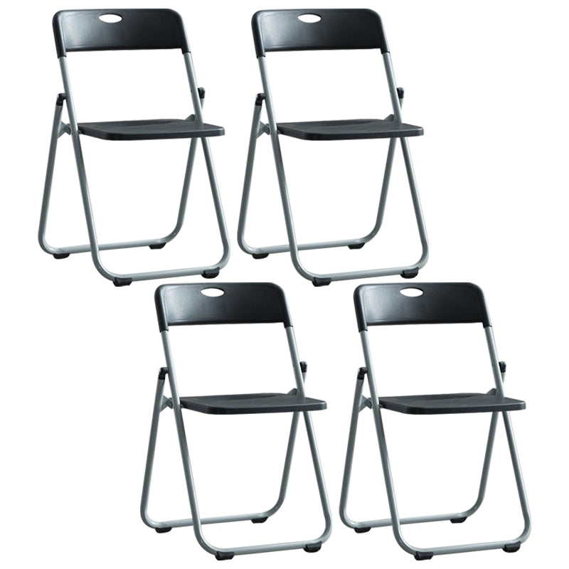Modern Indoor-Outdoor Metal Chair Armless Open Back Folding Dining Side Chair Black 4 Piece Set Clearhalo ' kitchen&dining_furn' 'Dining Chairs' 'Dining Tables & Seating' 'dining_chair' 'furn' 'furn_dining_chair' 'Furniture' 'furniture_dining_chair' 'Kitchen & Dining Furniture' 'kitchen' 3967148