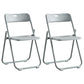 Modern Indoor-Outdoor Metal Chair Armless Open Back Folding Dining Side Chair Grey 2 Piece Set Clearhalo ' kitchen&dining_furn' 'Dining Chairs' 'Dining Tables & Seating' 'dining_chair' 'furn' 'furn_dining_chair' 'Furniture' 'furniture_dining_chair' 'Kitchen & Dining Furniture' 'kitchen' 3967153