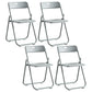 Modern Indoor-Outdoor Metal Chair Armless Open Back Folding Dining Side Chair Grey 4 Piece Set Clearhalo ' kitchen&dining_furn' 'Dining Chairs' 'Dining Tables & Seating' 'dining_chair' 'furn' 'furn_dining_chair' 'Furniture' 'furniture_dining_chair' 'Kitchen & Dining Furniture' 'kitchen' 3967154