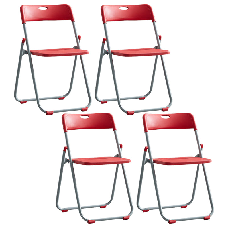 Modern Indoor-Outdoor Metal Chair Armless Open Back Folding Dining Side Chair Red 4 Piece Set Clearhalo ' kitchen&dining_furn' 'Dining Chairs' 'Dining Tables & Seating' 'dining_chair' 'furn' 'furn_dining_chair' 'Furniture' 'furniture_dining_chair' 'Kitchen & Dining Furniture' 'kitchen' 3967167
