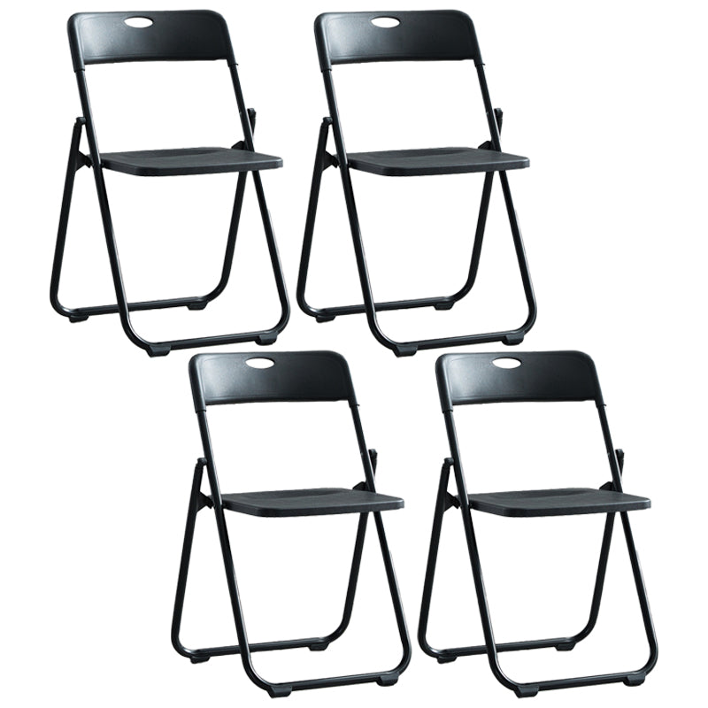 Modern Indoor-Outdoor Metal Chair Armless Open Back Folding Dining Side Chair Textured Black 4 Piece Set Clearhalo ' kitchen&dining_furn' 'Dining Chairs' 'Dining Tables & Seating' 'dining_chair' 'furn' 'furn_dining_chair' 'Furniture' 'furniture_dining_chair' 'Kitchen & Dining Furniture' 'kitchen' 3967181