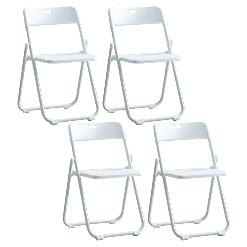 Modern Indoor-Outdoor Metal Chair Armless Open Back Folding Dining Side Chair Textured White 4 Piece Set Clearhalo ' kitchen&dining_furn' 'Dining Chairs' 'Dining Tables & Seating' 'dining_chair' 'furn' 'furn_dining_chair' 'Furniture' 'furniture_dining_chair' 'Kitchen & Dining Furniture' 'kitchen' 3967184