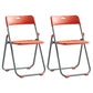 Modern Indoor-Outdoor Metal Chair Armless Open Back Folding Dining Side Chair Orange 2 Piece Set Clearhalo ' kitchen&dining_furn' 'Dining Chairs' 'Dining Tables & Seating' 'dining_chair' 'furn' 'furn_dining_chair' 'Furniture' 'furniture_dining_chair' 'Kitchen & Dining Furniture' 'kitchen' 3967195
