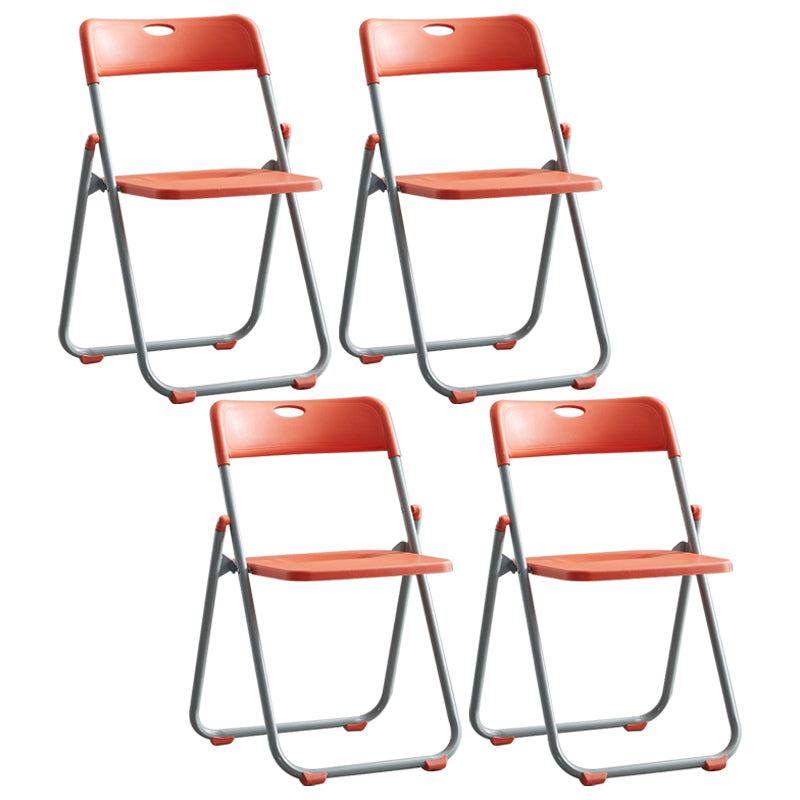 Modern Indoor-Outdoor Metal Chair Armless Open Back Folding Dining Side Chair Orange 4 Piece Set Clearhalo ' kitchen&dining_furn' 'Dining Chairs' 'Dining Tables & Seating' 'dining_chair' 'furn' 'furn_dining_chair' 'Furniture' 'furniture_dining_chair' 'Kitchen & Dining Furniture' 'kitchen' 3967196