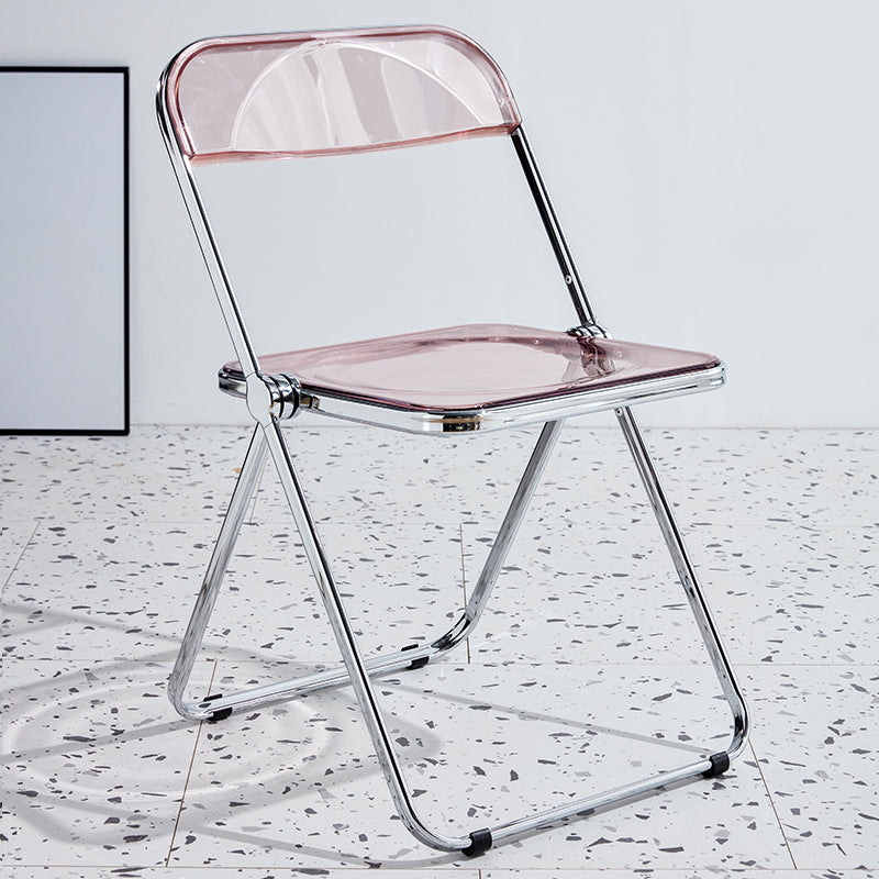 Contemporary Metal Dining Armless Chair Open Back Single Dining Side Chair Pink Clearhalo ' kitchen&dining_furn' 'Dining Chairs' 'Dining Tables & Seating' 'dining_chair' 'furn' 'furn_dining_chair' 'Furniture' 'furniture_dining_chair' 'Kitchen & Dining Furniture' 'kitchen' 3967202