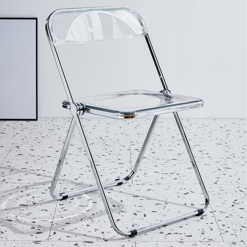 Contemporary Metal Dining Armless Chair Open Back Single Dining Side Chair Clear Clearhalo ' kitchen&dining_furn' 'Dining Chairs' 'Dining Tables & Seating' 'dining_chair' 'furn' 'furn_dining_chair' 'Furniture' 'furniture_dining_chair' 'Kitchen & Dining Furniture' 'kitchen' 3967210