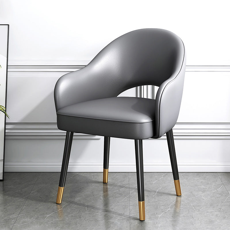 Glam Metal Dining Arm Chair Open Back Single Dining Side Chair for Restaurant Dark Gray Clearhalo ' kitchen&dining_furn' 'Dining Chairs' 'Dining Tables & Seating' 'dining_chair' 'furn' 'furn_dining_chair' 'Furniture' 'furniture_dining_chair' 'Kitchen & Dining Furniture' 'kitchen' 3967222