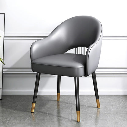 Glam Metal Dining Arm Chair Open Back Single Dining Side Chair for Restaurant Dark Gray Clearhalo ' kitchen&dining_furn' 'Dining Chairs' 'Dining Tables & Seating' 'dining_chair' 'furn' 'furn_dining_chair' 'Furniture' 'furniture_dining_chair' 'Kitchen & Dining Furniture' 'kitchen' 3967222