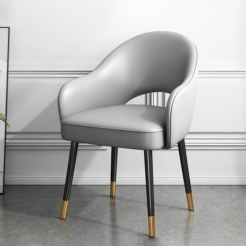 Glam Metal Dining Arm Chair Open Back Single Dining Side Chair for Restaurant Light Gray Clearhalo ' kitchen&dining_furn' 'Dining Chairs' 'Dining Tables & Seating' 'dining_chair' 'furn' 'furn_dining_chair' 'Furniture' 'furniture_dining_chair' 'Kitchen & Dining Furniture' 'kitchen' 3967224