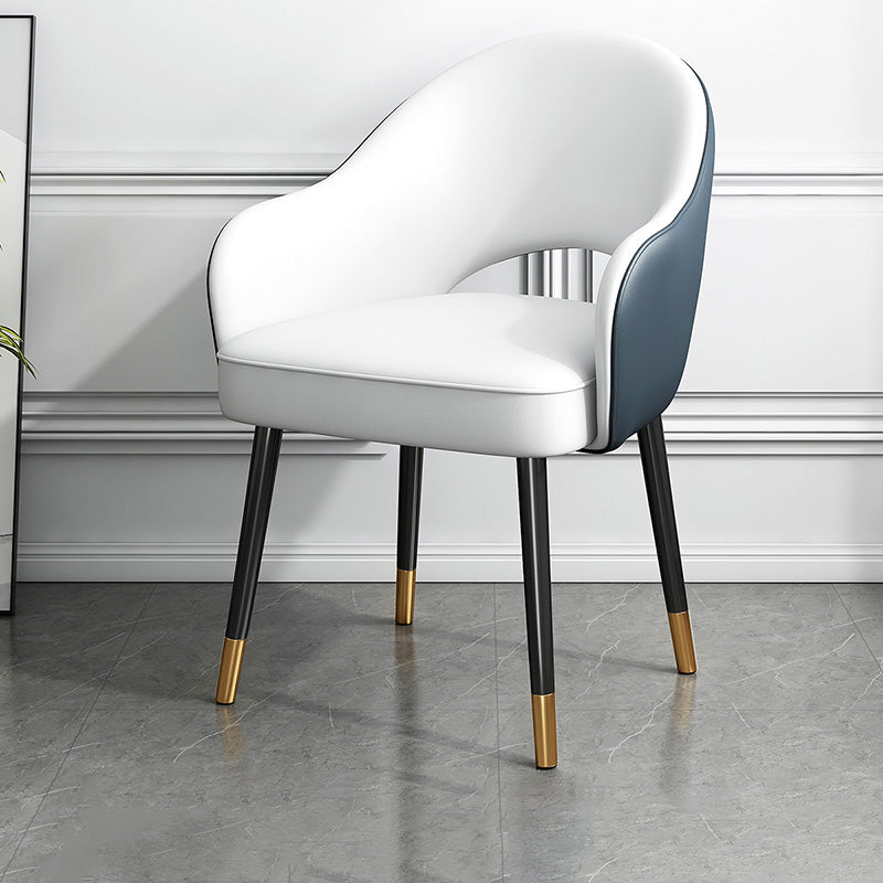 Glam Metal Dining Arm Chair Open Back Single Dining Side Chair for Restaurant Blue-White Clearhalo ' kitchen&dining_furn' 'Dining Chairs' 'Dining Tables & Seating' 'dining_chair' 'furn' 'furn_dining_chair' 'Furniture' 'furniture_dining_chair' 'Kitchen & Dining Furniture' 'kitchen' 3967225