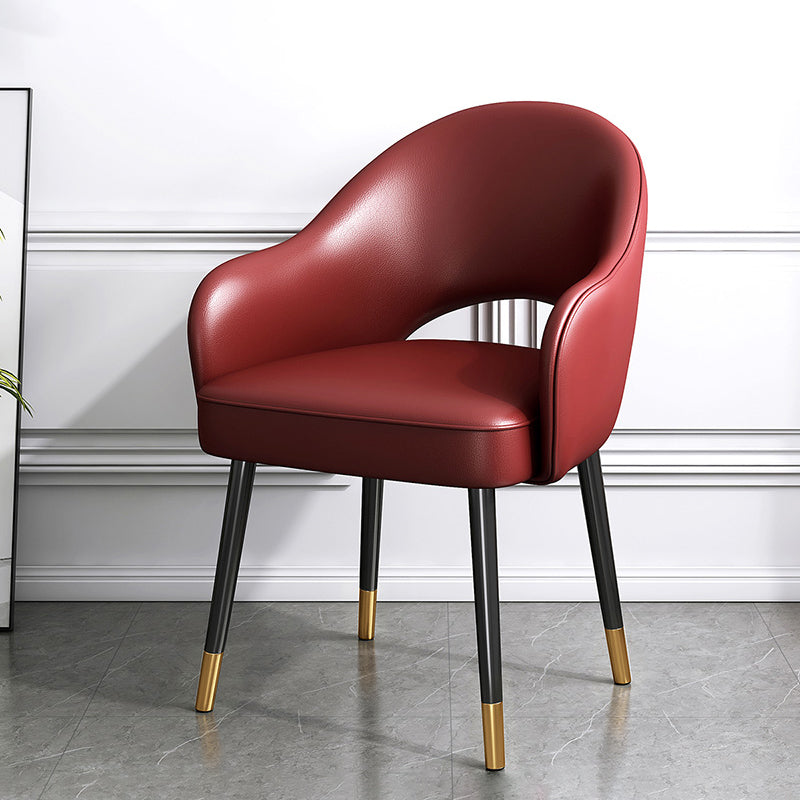 Glam Metal Dining Arm Chair Open Back Single Dining Side Chair for Restaurant Burgundy Clearhalo ' kitchen&dining_furn' 'Dining Chairs' 'Dining Tables & Seating' 'dining_chair' 'furn' 'furn_dining_chair' 'Furniture' 'furniture_dining_chair' 'Kitchen & Dining Furniture' 'kitchen' 3967228