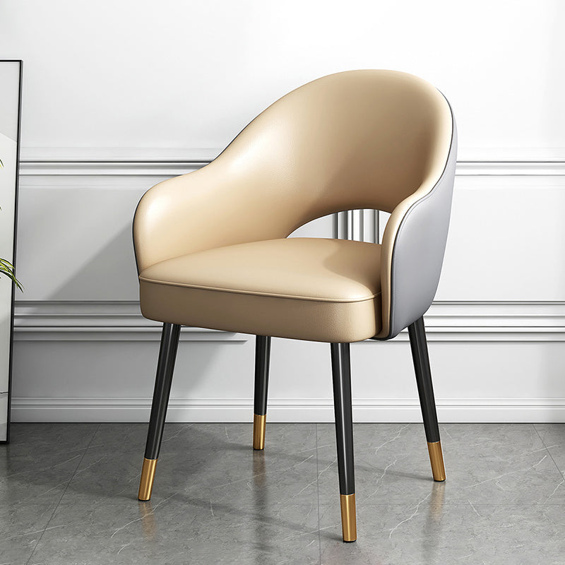 Glam Metal Dining Arm Chair Open Back Single Dining Side Chair for Restaurant Gray-Khaki Clearhalo ' kitchen&dining_furn' 'Dining Chairs' 'Dining Tables & Seating' 'dining_chair' 'furn' 'furn_dining_chair' 'Furniture' 'furniture_dining_chair' 'Kitchen & Dining Furniture' 'kitchen' 3967232